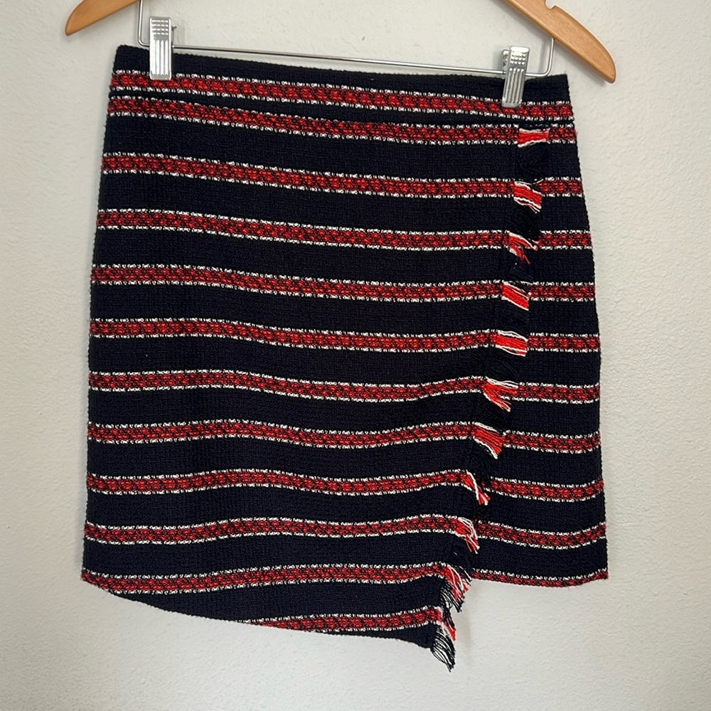 Marc New York By Andrew Marc Womens Tweed Asymmetrical Mini Skirt Striped‎ 4